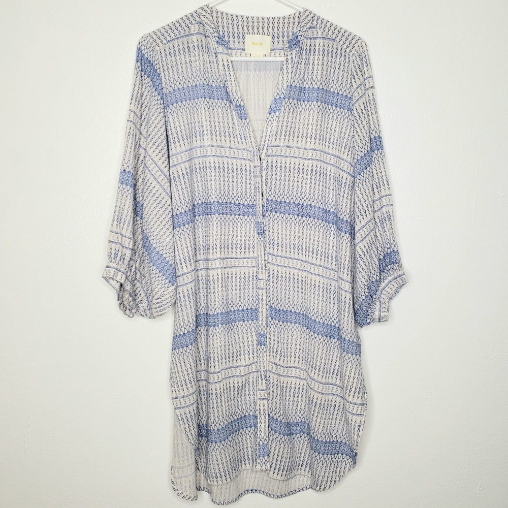 Maeve Blue and White Patterned Tunic